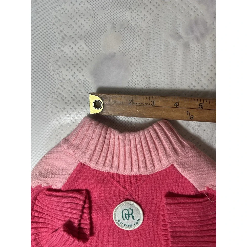 Dog Sweater ON THE ROLL  Apparel for Dogs Pink Hoodie Size L Wool Pink